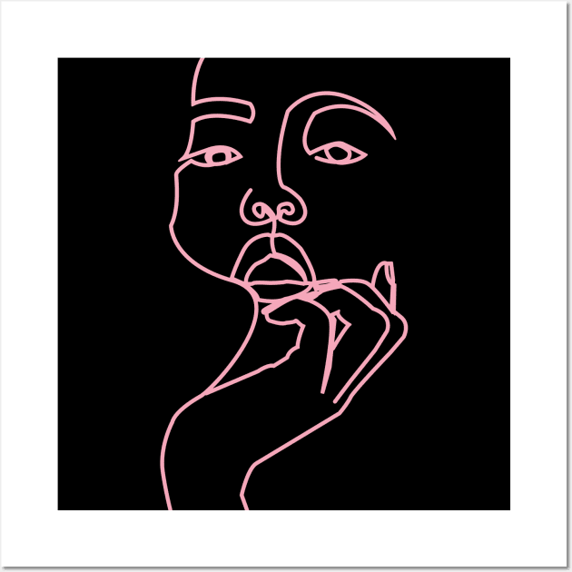 One Line Digital Art Black pink Wall Art by Teephical